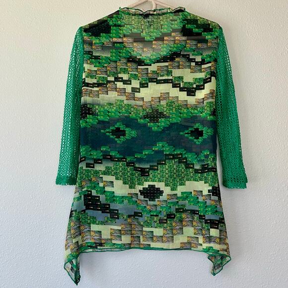 Vintage Adore asymmetric sheer layered unique 90s Y2K crochet 3/4 sleeve artsy S - Picture 9 of 13